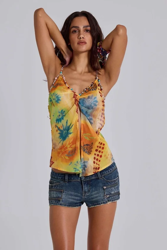 Brilar chiffon top met kralen