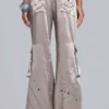 Briony satijnen cargobroek met studs