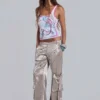 Briony satijnen cargobroek met studs