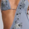 Brisa asymmetrische, met de hand geregen maxi-jurk