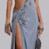 Brisa asymmetrische, met de hand geregen maxi-jurk