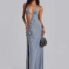 Brisa asymmetrische, met de hand geregen maxi-jurk