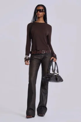 Bruine Cooper PU-Jeans met bootcut