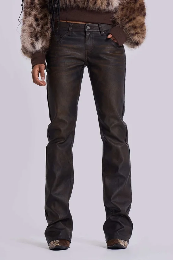 Bruine Cooper PU-Jeans met bootcut