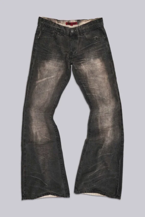 Bruine Drift-Jeans met vouw en bootcut-pasvorm