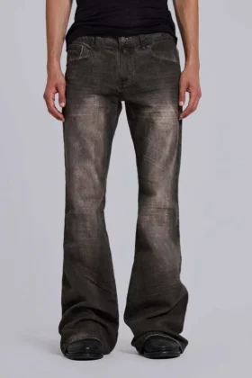 Bruine Drift-Jeans met vouw en bootcut-pasvorm
