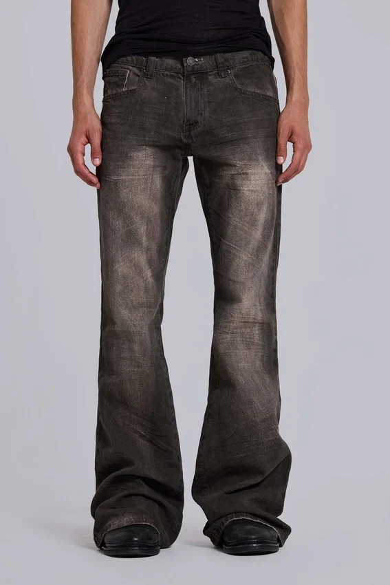 Bruine Drift-Jeans met vouw en bootcut-pasvorm