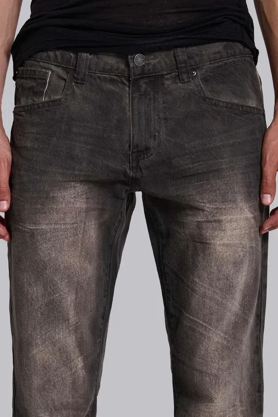 Bruine Drift-Jeans met vouw en bootcut-pasvorm