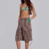 Bruine geruite Cadet-short