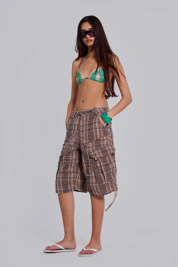 Bruine geruite Cadet-short