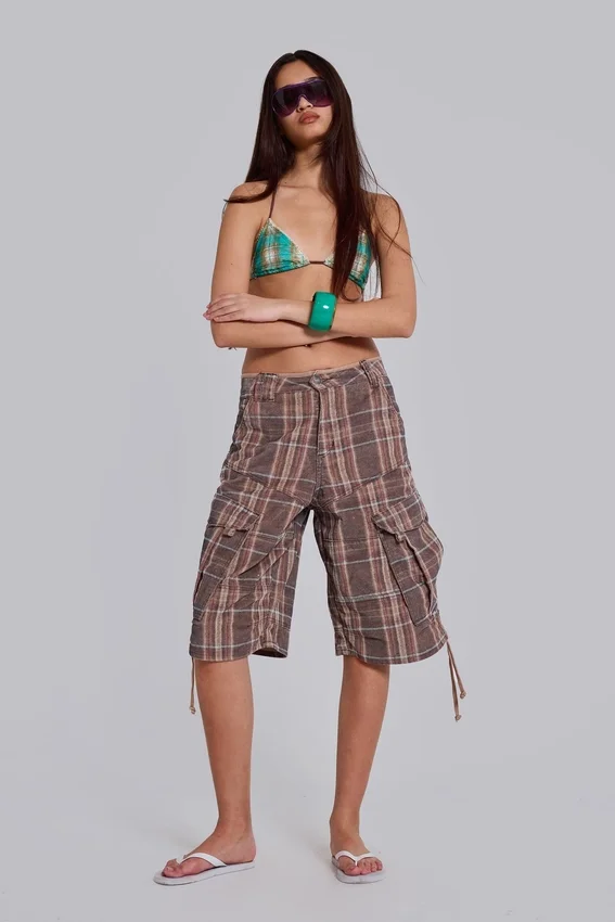 Bruine geruite Cadet-short