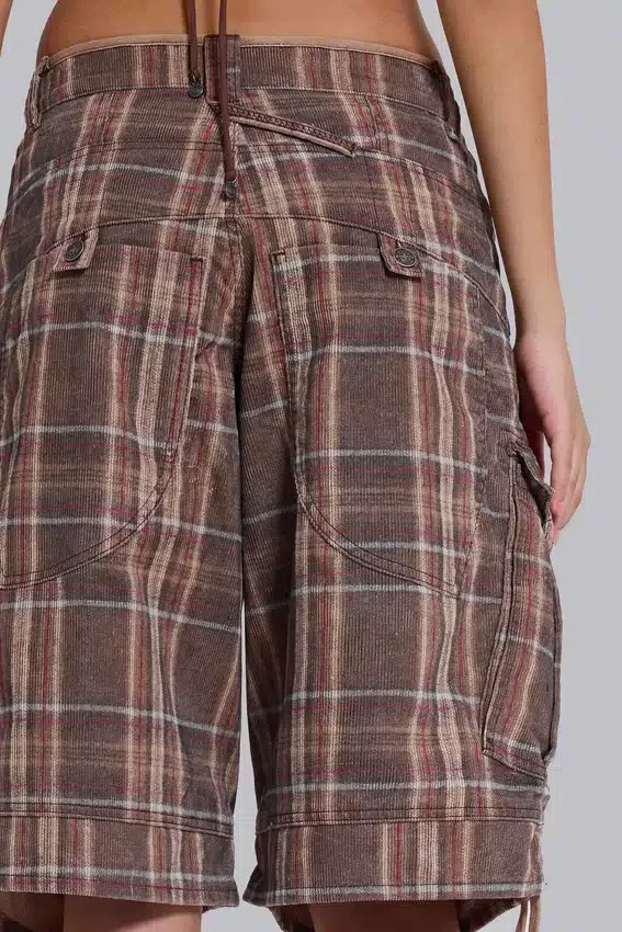 Bruine geruite Cadet-short
