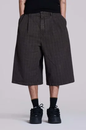 Bruine geruite jumbo-jorts
