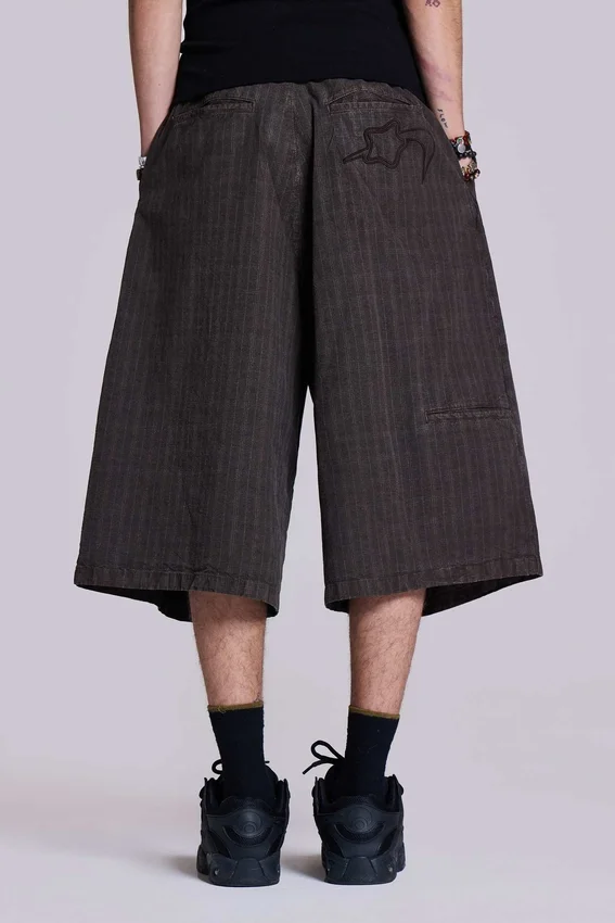 Bruine geruite jumbo-jorts