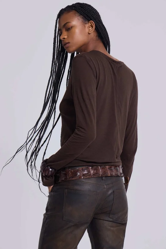 Bruine Mist-top met lange mouwen