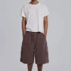 Bruine parachute Cargo baggy shorts