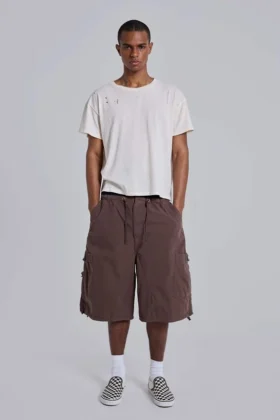 Bruine parachute Cargo baggy shorts
