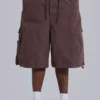 Bruine parachute Cargo baggy shorts
