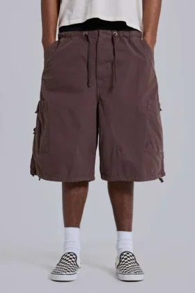 Bruine parachute Cargo baggy shorts