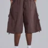 Bruine parachute Cargo baggy shorts