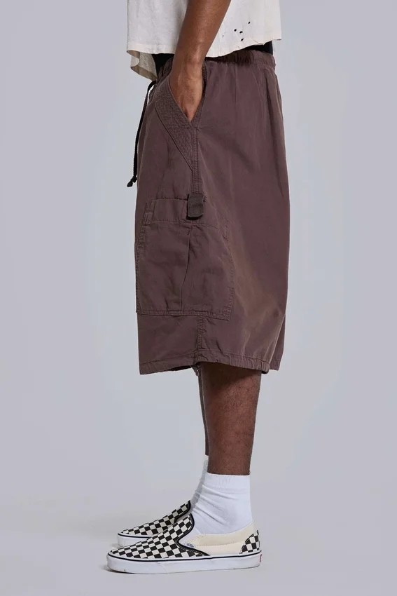 Bruine parachute Cargo baggy shorts