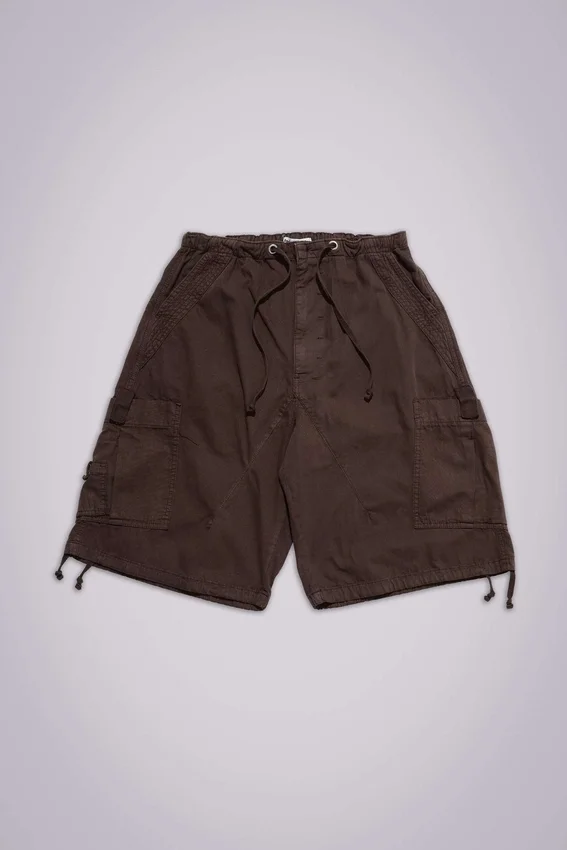 Bruine parachute Cargo baggy shorts