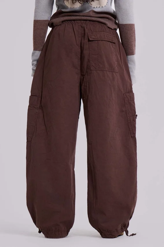 Bruine parachute-cargobroek