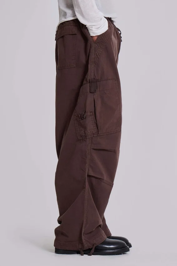 Bruine parachute-cargobroek