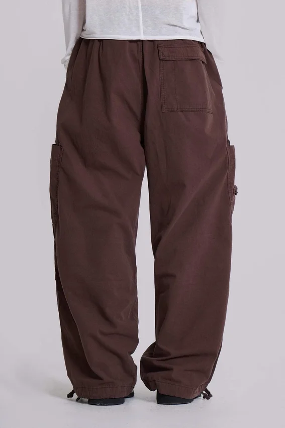 Bruine parachute-cargobroek