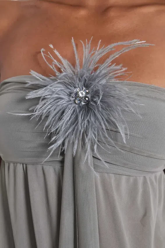 Brunelle minijurk met veren