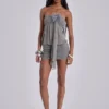 Brunelle minijurk met veren