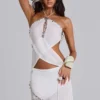 Calyptra mini-rok van chiffon met kralenrand