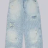 Carpenter-Jeans met dubbele knieën en krijtstreep