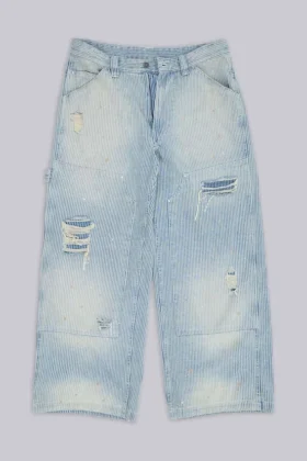 Carpenter-Jeans met dubbele knieën en krijtstreep