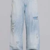 Carpenter-Jeans met dubbele knieën en krijtstreep