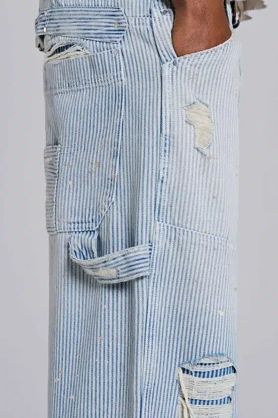 Carpenter-Jeans met dubbele knieën en krijtstreep
