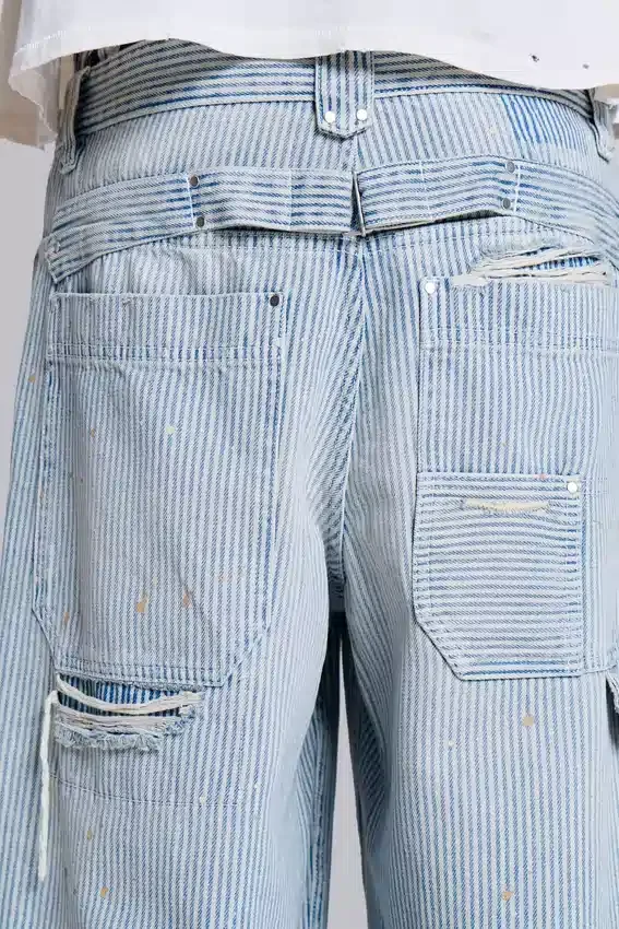 Carpenter-Jeans met dubbele knieën en krijtstreep