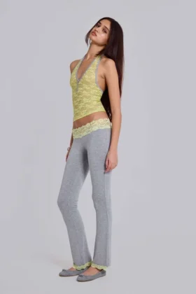 Cassia kanten Henley-haltertop