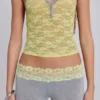 Cassia kanten Henley-haltertop