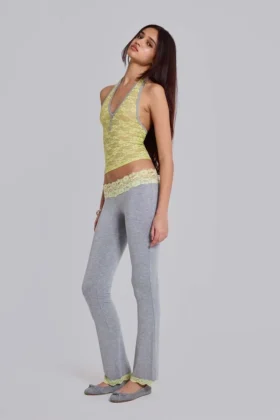 Cassia kanten jersey bootcut-broek