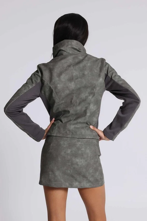 Cera Clasp PU-leren jas met trechterhals