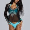 Chiffon top met voetbalversiering