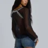 Chiffon top met voetbalversiering