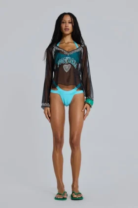 Chiffon top met voetbalversiering