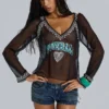 Chiffon top met voetbalversiering