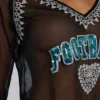 Chiffon top met voetbalversiering