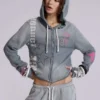Cleo hoodie met grafische print en doorlopende rits