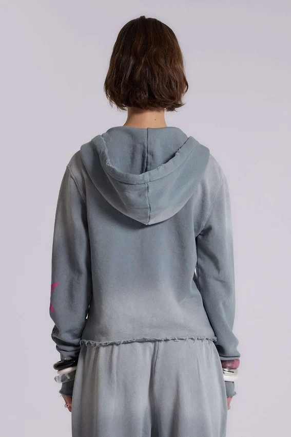 Cleo hoodie met grafische print en doorlopende rits