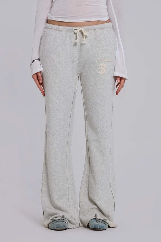 Cleo slouchy bootcut-jogger in grijs gemêleerd