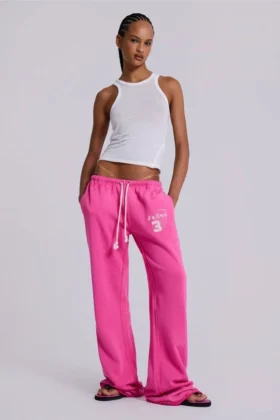 Cleo slouchy bootcut-jogger in roze
